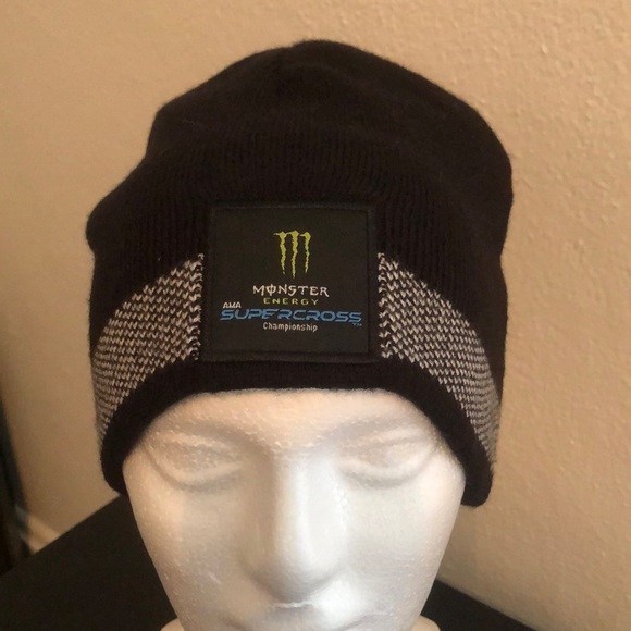 Monster Energy AMA Supercross Black Knit Pull On Beanie Cap World Championship - Picture 1 of 1